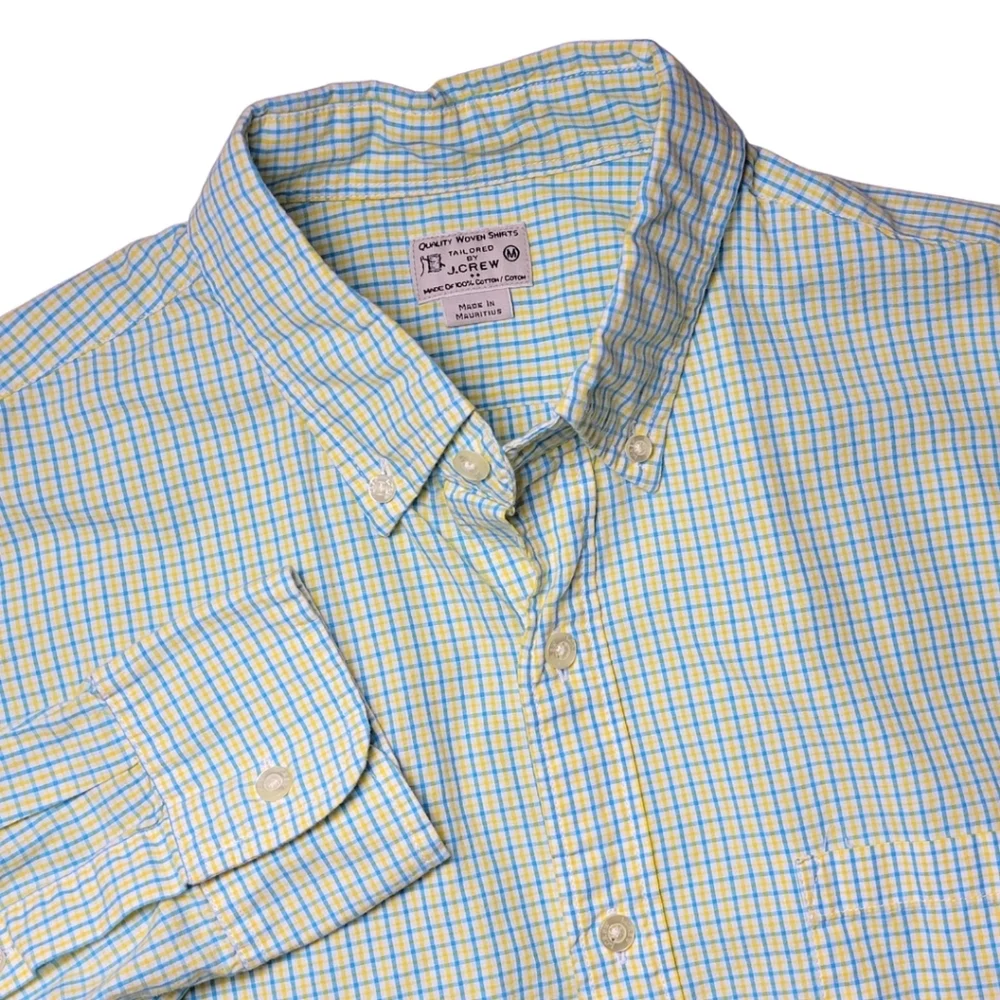 J. Crew Yellow & Light Blue Plaid Long Sleeve Button-Down Shirt M - Picture 6 of 6